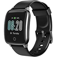 Los mejores  - LETSCOM Reloj inteligente- rastreador de fitness con monitor de frecuencia cardíaca- podómetro- control del sueño- IP68…